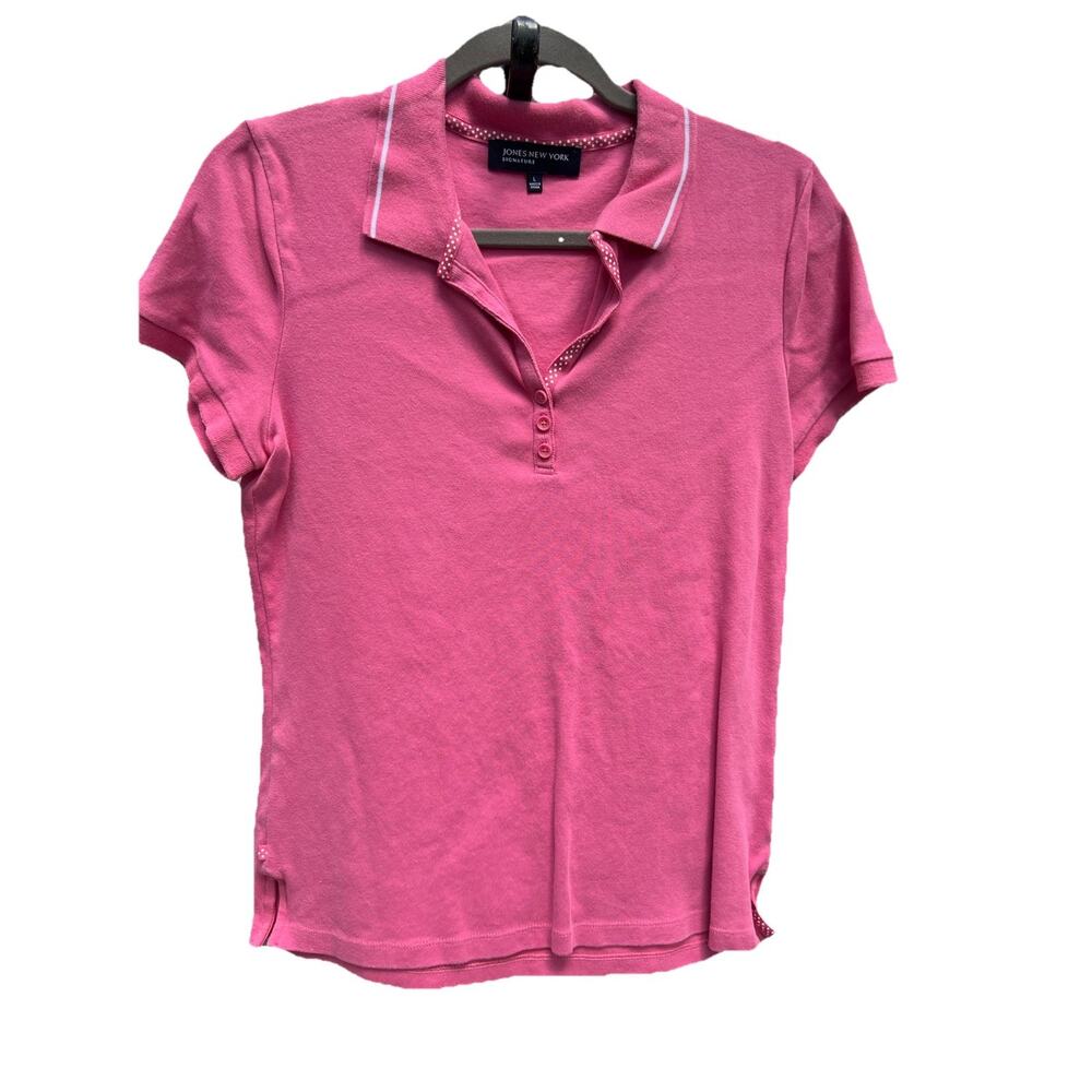 Jones New York Women's Classic Fit Polo Shirt Short Sleeve Pink Size LARGE